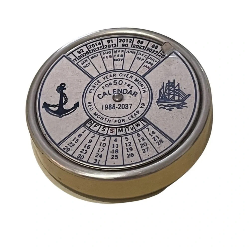 Perpetual Calendar Nauticalia 50 year Brass 1988-2037 Original box